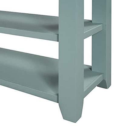 Modern Console Table, Wood Sofa Table with 3 Drawers and 2 Shelves, Sideboard Buffet Table for Entryway/Living Room/Bedroom/Hallway (Green) - color: Green