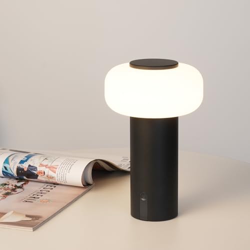 WEILAILUX Waterproof Shower Lamp, Rechargeable Outdoor Table Lamp (Black) | Original Design, Portable Cordless, Touch Dimming, 4000mAh Battery 8-72 Hours, 180 Lumen, 2700K LED, IP44, Indoor & Outdoor - color: Black