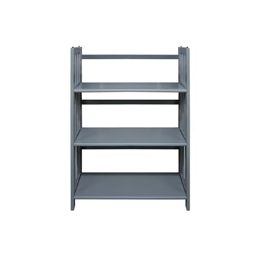 Casual Home 3-Shelf Folding Stackable Bookcase (27.5" Wide)-Slate Gray - color: Slate Gray, size: 3-Shelf Stackable
