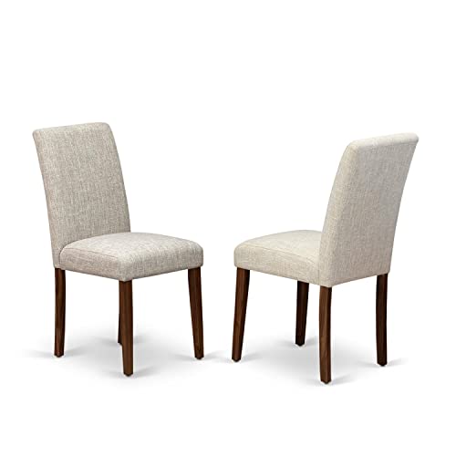 East West Furniture ABPNT35 Abbott Classic Parson Chairs - Doeskin Linen Fabric Padded Dining Chairs, Set of 2, Natural - color: Abpnt35