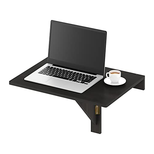Furinno Hermite Wall Mounting Folding Table, Espresso - color: Espresso
