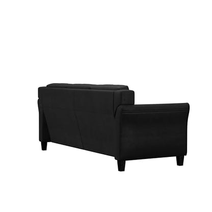 Studio Living Harrington 80.3" Sofa, Transitional Modern, Pocket Coil Comfort, Easy Assembly, Microfiber Fabric, Black - color: Black, size: Sofa
