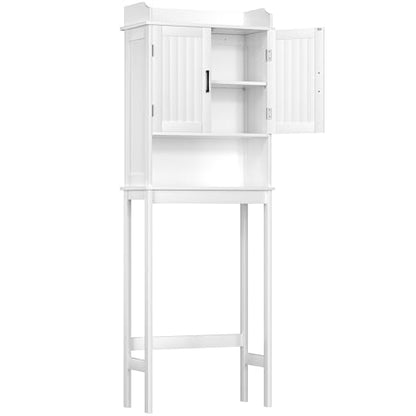 Yardenaler Over-The-Toilet Storage Shelf with Doors, Bathroom Freestanding Space Saver Organizer with Adjustable Shelf, White - color: White