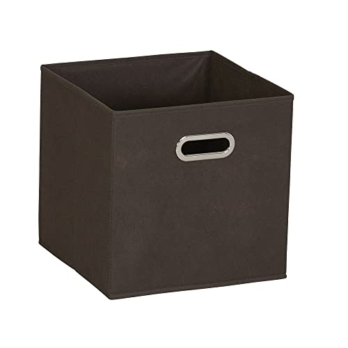 Household Essentials Fabric Storage Bins in Strong Poly‑Woven Fabric with Sturdy Chipboard Sides, and Grommet Front Handle, Brown, Set of 6 - color: Brown, size: 11” L x 11” W x 11” H