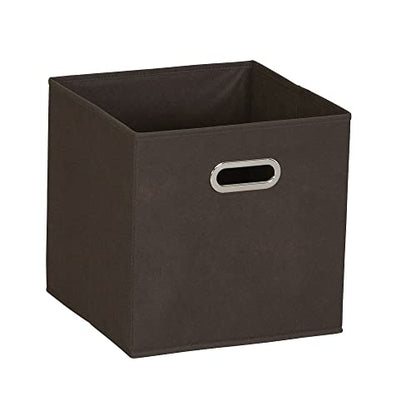 Household Essentials Fabric Storage Bins in Strong Poly‑Woven Fabric with Sturdy Chipboard Sides, and Grommet Front Handle, Brown, Set of 6 - color: Brown, size: 11” L x 11” W x 11” H
