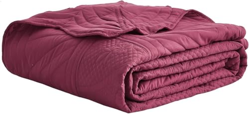 DaisyHuang Bedspread - Full Size Bedding Cover - Modern & Contemporary Coverlet Set, Real Stitching, Reversible, Lightweight, 5 Piece, Burgundy - color: Burgundy, size: Full(96"x110")