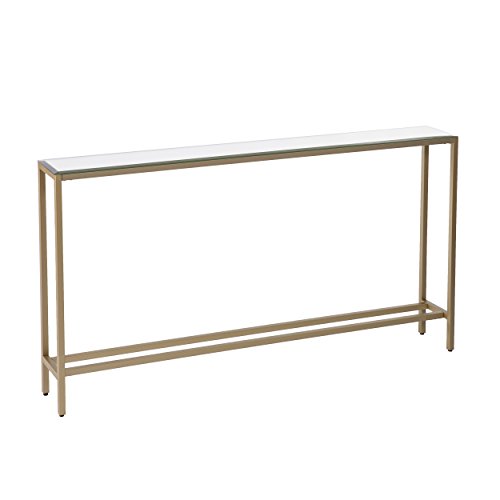 SEI Furniture Darrin Narrow Mirrored Top Console Table, 56", Metallic Gold - size: 56"