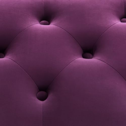Zihanhome Velvet Storage Ottoman Bench, Button Tufted Ottoman with Hidden Storage, Upholstered Foot Rest Stool with Solid Wood Legs for Living Room, Bedroom, Entryway & Small Spaces (Purple) - color: Velvet-purple