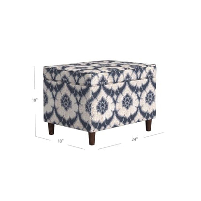 Spatial Order 24" Dinah Collection Storage Ottoman - Blue Medallion Print - color: Blue Medallion Print
