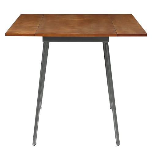 36" Mid‑Century Modern Dropleaf Wood & Metal Dining Table
