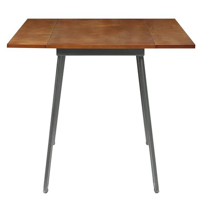 36" Mid‑Century Modern Dropleaf Wood & Metal Dining Table