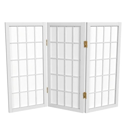 2 ft. Short Desktop Window Pane Shoji Screen - White - 3 Panels - color: White, size: 3 Panel