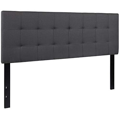 Quilted Tufted Queen Size Headboard in Dark Gray Fabric - color: Dark Gray, size: Queen