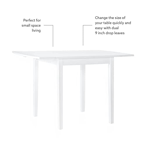Linon Torino White 30" Square Drop Leaf Table - 30" X 48" Fully Extended - color: White