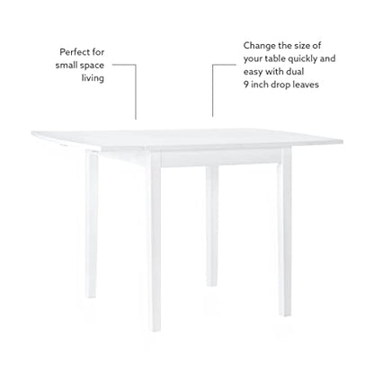 Linon Torino White 30" Square Drop Leaf Table - 30" X 48" Fully Extended - color: White