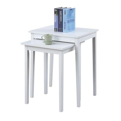 Pemberly Row Traditional Wood Nesting End Tables, 26.25" H x 22" W x 15.75" D, MDF/Particle Board/Birch Veneer, White Finish, Set of 2, Space-Saving Versatile Side Tables for Living Room or Bedroom
