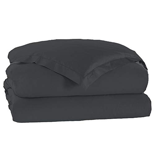 CharlottelyHues 1 Piece Duvet Cover- 100% Egyptian Cotton Breathable, Soft Duvet Cover Set with Zipper & Corner Ties Quilt Cover Sateen Weave Durable Duvet - Queen/Full (Dark Grey) - color: Dark Grey, size: 1 Pc Duvet - Queen / Full