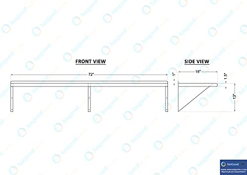AmGood 18 in. x 72 in. Stainless Steel Wall Shelf | NSF | Metal Shelving | Garage, Laundry, Storage, Utility Room | Restaurant, Commercial Kitchen - size: 18 in. x 72 in.