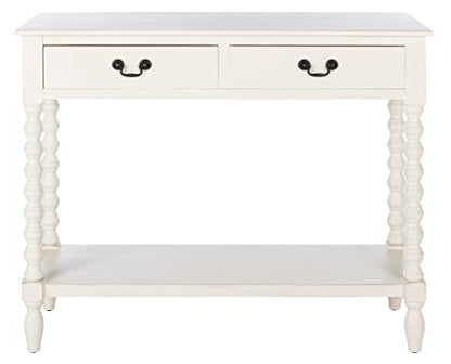 SAFAVIEH Furniture - Athena 2-Drawer Console Table - Distressed White - Solid Wood - Farmhouse Classic Design - Ideal for Entryway, Living Room, Hallway, 35.5" W x 13" D x 29.5" H (CNS5702A) - color: Distressed White