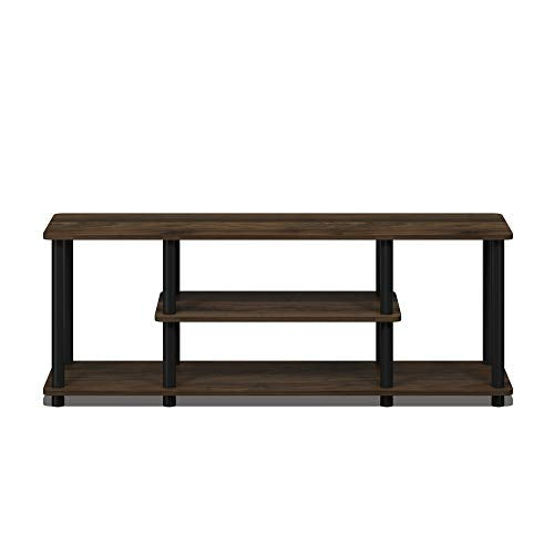 Furinno Turn-N-Tube No Tools 3D 3-Tier Entertainment TV Stand up to 50 inch TV, Round Tubes, Columbia Walnut/Black | for TV up to 50 Inch, Open Frame Rectangular Entertainment Center with Storage Shelf, TV Console, for Living Room, Bedroom - color: Columb