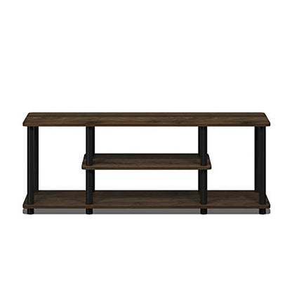 Furinno Turn-N-Tube No Tools 3D 3-Tier Entertainment TV Stand up to 50 inch TV, Round Tubes, Columbia Walnut/Black | for TV up to 50 Inch, Open Frame Rectangular Entertainment Center with Storage Shelf, TV Console, for Living Room, Bedroom - color: Columb