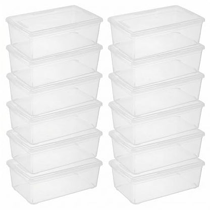 novelinks 12 Pack 6QT Plastic Storage Bins with Lids, Shoe Bins | Shoe Boxes Clear Plastic Stackable, Shoe Containers, Clear Shoe Storage Boxes, Craft Organizers and Storage - size: 6 Qt - 12 Pack