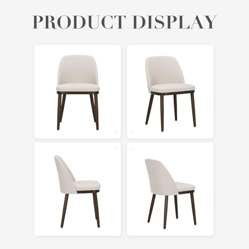 COLAMY Upholstered Dining Chairs Set of 4, Modern Kitchen Chairs with Back, Fabric Side Dining Room Chairs with Wood Legs for Kitchen Dining Room Restaurant, Beige - color: Beige, size: Set of 4