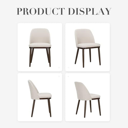 COLAMY Upholstered Dining Chairs Set of 4, Modern Kitchen Chairs with Back, Fabric Side Dining Room Chairs with Wood Legs for Kitchen Dining Room Restaurant, Beige - color: Beige, size: Set of 4