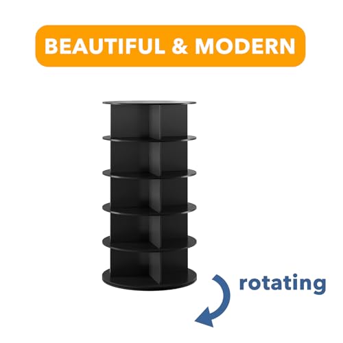 SpaceAid Black 5-Tier Spinning Rotating Shoe Rack Organizer, Shoe Display Tower Lazy Susan, Revolving Shoes Rack StorageOrganization, 360 Vertical Bags Holder Rotate Organizer - size: 5 Tier, 45.3" H