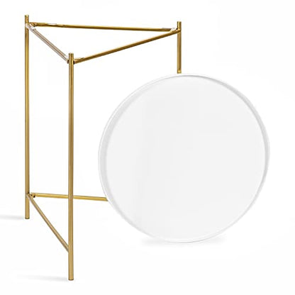 Kate and Laurel Ulani Modern Nesting Coffee Table, Set of 2, White and Gold, Glam Coffee Table Set for Storage and Display - color: White/Gold