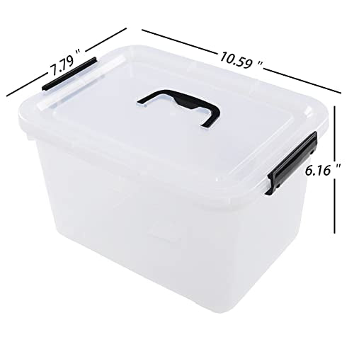 5 Liter Clear Storage Box, 4-Pack Plastic Latching Box with Lid | BPA-Free Plastic, Small Storage Bins, Plastic Storage Container, Dust-Proof Clear Design for Small Items - size: 5 L