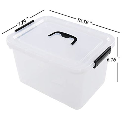 5 Liter Clear Storage Box, 4-Pack Plastic Latching Box with Lid | BPA-Free Plastic, Small Storage Bins, Plastic Storage Container, Dust-Proof Clear Design for Small Items - size: 5 L