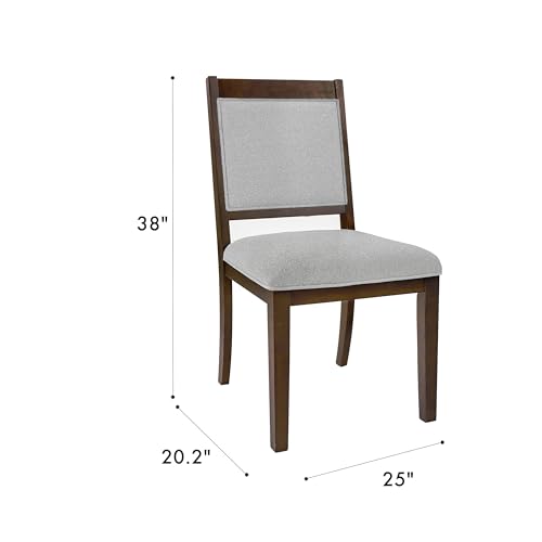 HomePop Open Back Upholstered Wood Frame Dining Chairs - Gray Solid Woven (Set of 2) - color: Gray Solid Woven (Set of 2), style: Pack of 2
