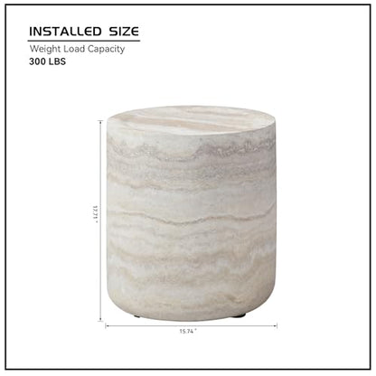 Round Faux Marble Coffee Table, Modern Drum Design, Circle FiberglassCoffee Table, End Table for Living Room, Apartment, No Assembly Required (15.74'' Mars Pattern) - color: 15.74'' Mars Pattern
