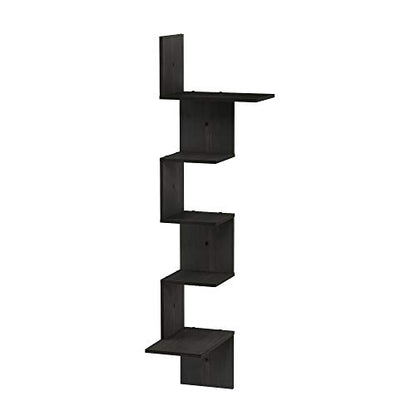 Furinno Rossi Wall Mounted Shelves, 5-Tier Rectangle, Espresso/Black - color: Espresso/Black