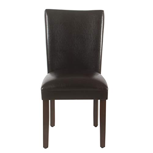 HomePop Parsons Upholstered Accent Dining Chair, Set of 2, Dark Brown Faux Leather - color: Dark Brown Faux, style: Pack of 2