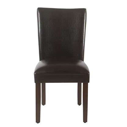 HomePop Parsons Upholstered Accent Dining Chair, Set of 2, Dark Brown Faux Leather - color: Dark Brown Faux, style: Pack of 2