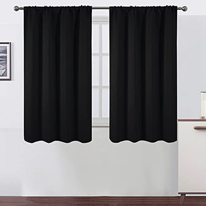 Black Blackout Curtains/42 x 54 Inch/Set of 2 Panels Room Darkening Curtains for Bedroom - color: Black, size: 42"W x 54"L (Pack of 2)