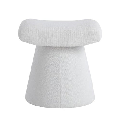 Modern Ottoman with Soft Padded Seat, Multifunctional Vanity Stool, Upholstered Footrest Stool for Living Room and Bedroom - color: White