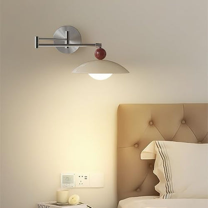 Adjustable Swing Arm Wall Sconce Chrome Wall Mounted Reading Lights for Bedroom Hardwired Nordic Modern Wall Lighting Long Arm Industrial Wall Lamp for Bedroom Bedside Headboard