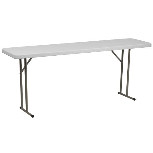 EMMA + OLIVER 6-Foot White Plastic Folding Table | Lightweight, Easy Storage, Event and Banquet Table - color: Granite White