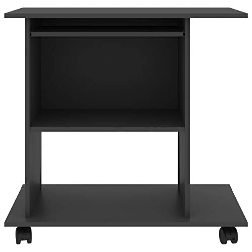 Rolling Computer Desk with Keyboard Tray & Shelves, Gray | Features a compact 31.5 x 19.7 x 29.5 in engineered wood design, saving space in home offices. - color: Grey, size: Compact