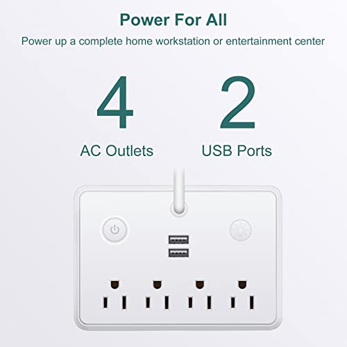 LED Desk Lamp with 2 USB Charging Port and 4 AC Power Outlet - 3 Lighting Modes, Adjustable Gooseneck, Eye-Caring Small White Table Lamp for Home Office College Dorm Room Essentials