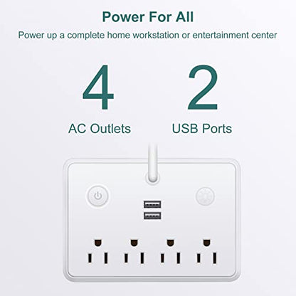 LED Desk Lamp with 2 USB Charging Port and 4 AC Power Outlet - 3 Lighting Modes, Adjustable Gooseneck, Eye-Caring Small White Table Lamp for Home Office College Dorm Room Essentials