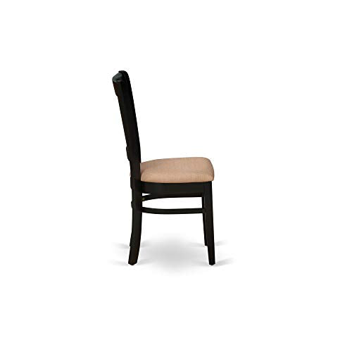 East West Furniture DLVA5-BLK-C 5 Piece Dining Table Set for 4 Includes a Round Kitchen Table with Dropleaf and 4 Linen Fabric Upholstered Dinette Chairs, 42x42 Inch, Black - color: Dlva5-blk-c