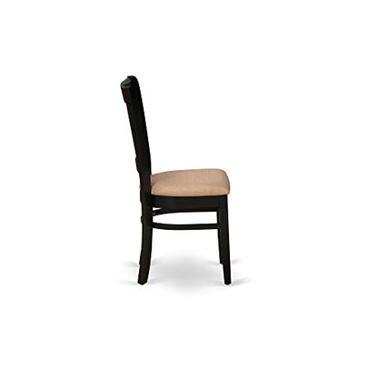 East West Furniture DLVA5-BLK-C 5 Piece Dining Table Set for 4 Includes a Round Kitchen Table with Dropleaf and 4 Linen Fabric Upholstered Dinette Chairs, 42x42 Inch, Black - color: Dlva5-blk-c