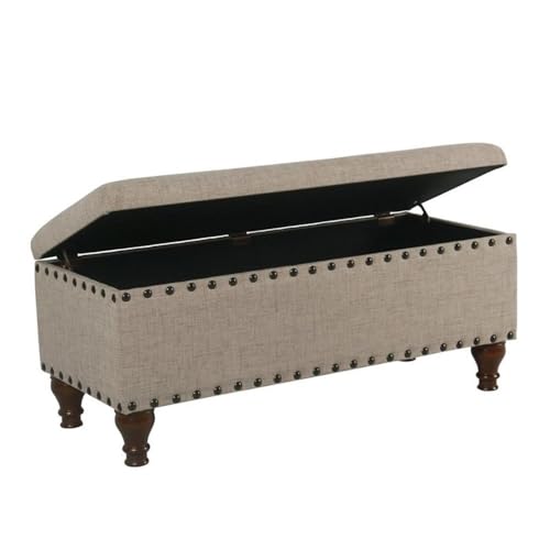 HomePop 42" Storage Bench with Nailhead Trim - Tan - color: Tan