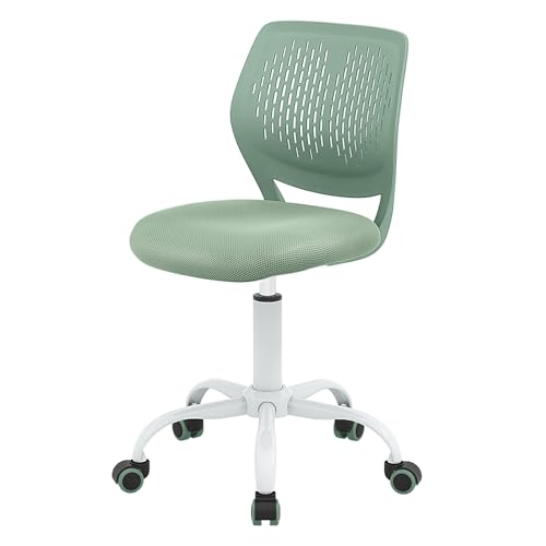 POWERSTONE Small Home Office Desk Chair, Swivel Rolling Study Computer Chair, Adjustable Height Task Chair with Armless Mid Back, Upholstered Mesh Seat, Light Green - color: Light Green