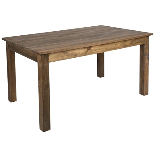 Merrick Lane Jessamine 60" x 38" Rectangular Rustic Solid Pine Farm Dining Table, Antique Farmhouse Wooden Dining Table for Kitchens and Parties, Antique Rustic - color: Antique Rustic, size: 60" x 38"