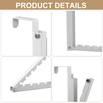 2 Pack Over The Door Hanger Folding Clothes Drying Rack with 12 Anti-Slip Pads, Metal Over The Door Drying Rack Space Saving Over-Door Clothing Hanger for Dorm Bedroom Laundry Room